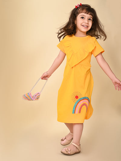 Solid Frill Design Fit n Flare Dress