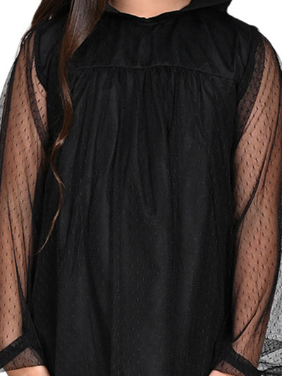 Collar Designed Net Sleeves A-line Dress