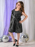 Sequin One Sleeve Fit n Flare Party Dress