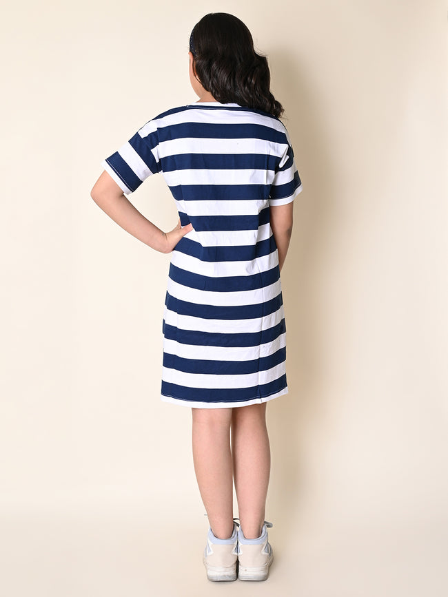 Stripes Printed Knee Length Sheath Dress
