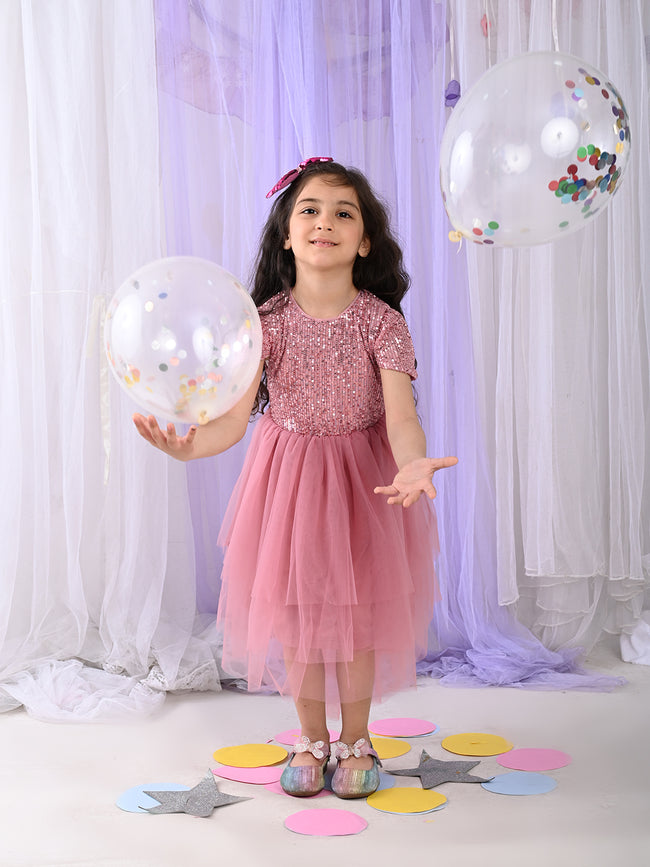Upper Sequin Bottom Net Designed Fit n Flare Party Dress Lilpicks Upper Sequin Bottom Net Designed Fit n Flare Party Dress Lilpicks