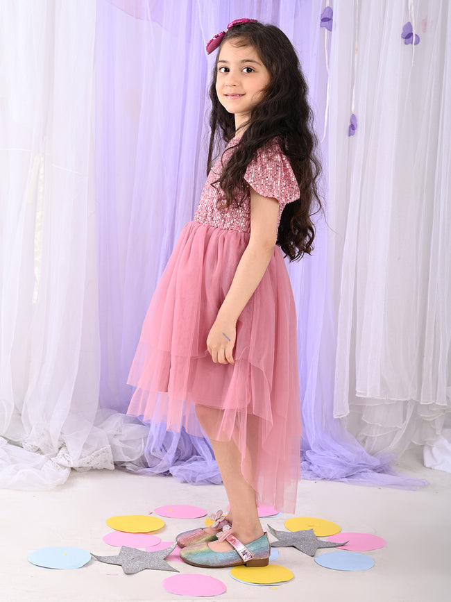 Upper Sequin Bottom Net Designed Fit n Flare Party Dress Lilpicks Upper Sequin Bottom Net Designed Fit n Flare Party Dress Lilpicks