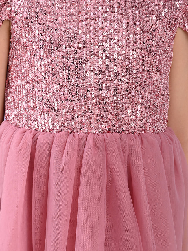 Upper Sequin Bottom Net Designed Fit n Flare Party Dress Lilpicks Upper Sequin Bottom Net Designed Fit n Flare Party Dress Lilpicks