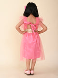 Sequin Belt Designed Frill Fit n Flare Party Dress