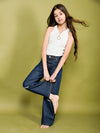 Dark Denim Wash Straight Flared Jeans