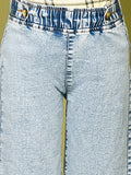 Light Denim Wash Straight Culottes Flared Jeans