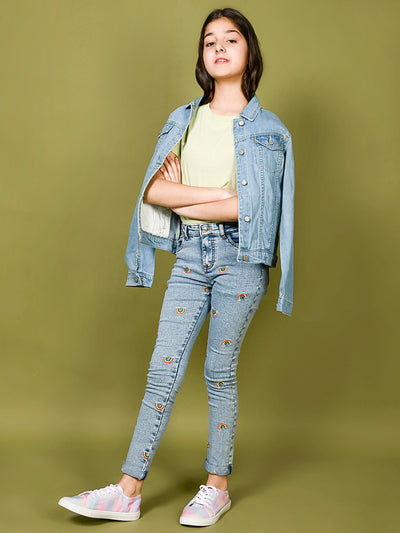 Rainbow Designed Skinny Denim Jeans