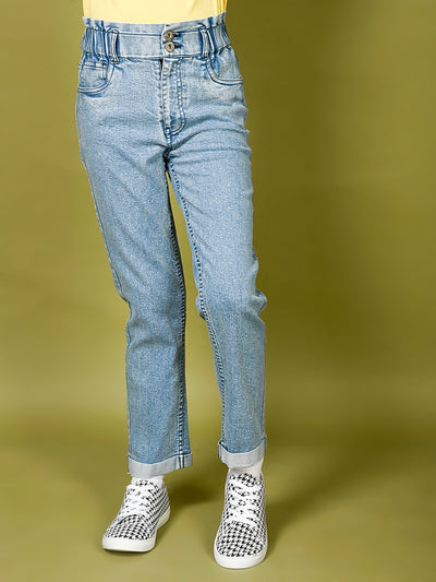 Medium Wash Straight Solid Denim Jeans