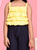 Yellow Floral Print Sleeveless Full Jumpsuit