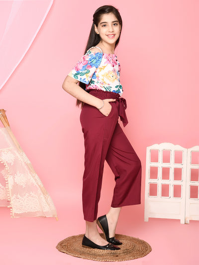 Floral Printed Off Shoulder Full Jumpsuit