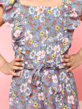 Floral Printed Sleeveless Belted Full Jumpsuit
