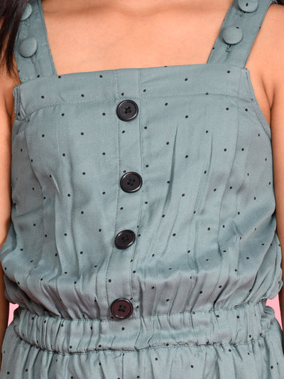 Polka Printed Shoulder Straps Full Jumpsuit