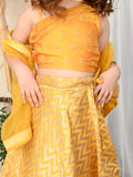One Shoulder Embellished Choli with Printed Lehenga Set