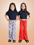 Floral Printed & Solid Flared Pajamas Pack of 2