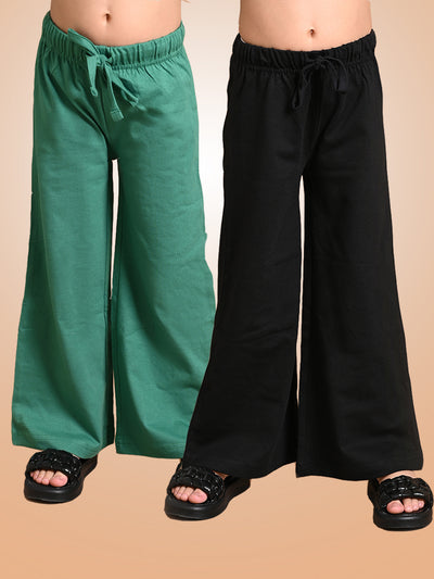 Solid Plain Flared Drawstring Pajamas Combo of 2