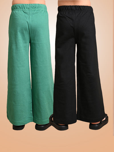 Solid Plain Flared Drawstring Pajamas Combo of 2