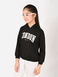 London Printed Girlish Hooded Sweatshirt