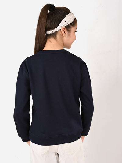 Heart Patch Designed Solid Full Sleeves Sweatshirt