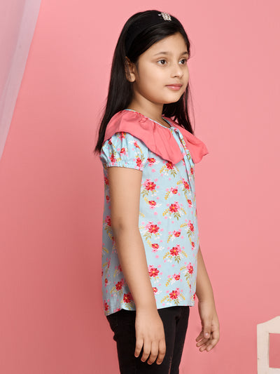 Floral Printed Peter Pan Collar Top